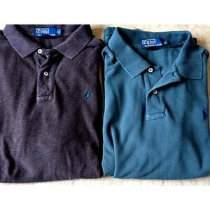 2 Polo Ralph Lauren polo Shirt Men's XL preppy y2K golf Teal Green Brown Lot 2